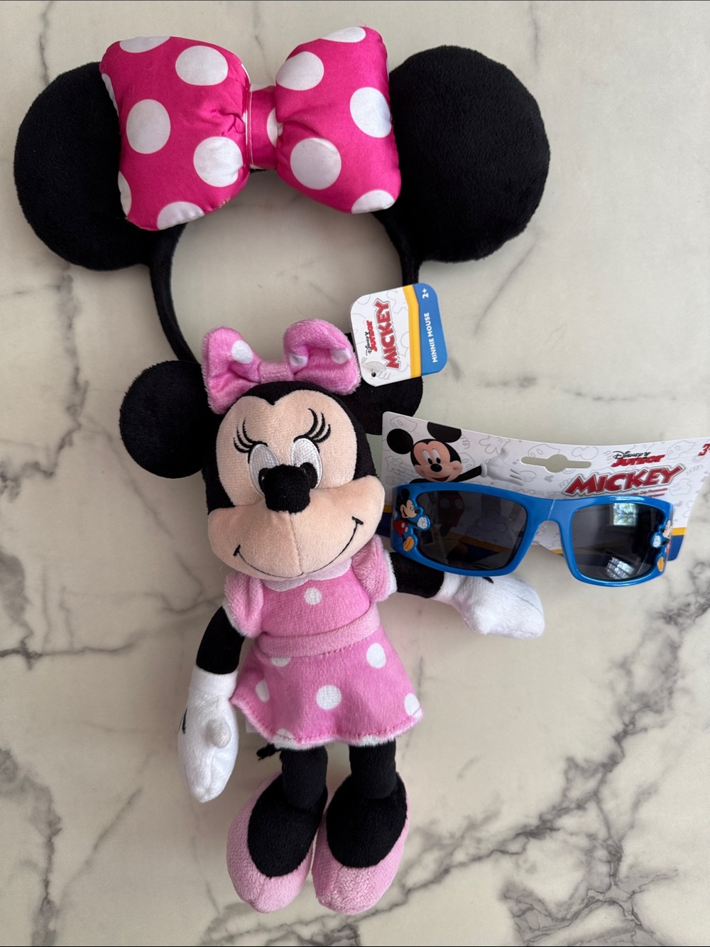 Disney Minnie Mouse Bundle • Plush Minnie, Polka Dot Bow Minnie Ears Sunglasses